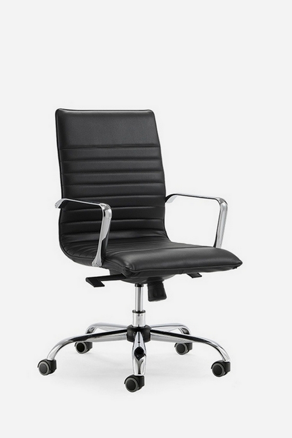 Genesis B - elegantna crna kožna fotelja za kancelarije