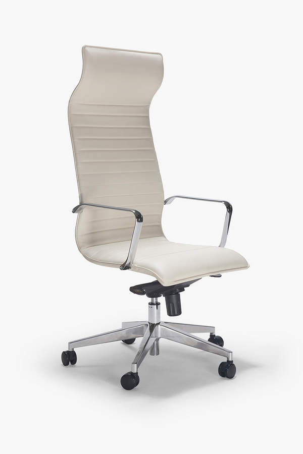 eleganta bela kožna kancelarijska fotelja