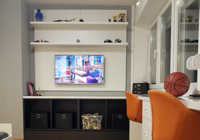 tv komode sa policama po meri za dečiju sobu, enterijer dečije sobe